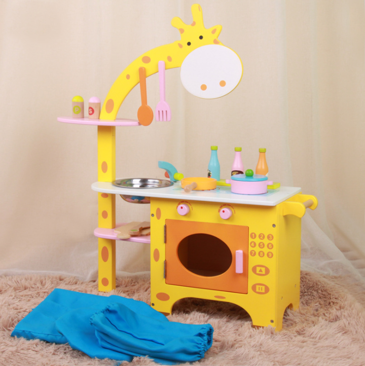 Fidtoy Giraffe Wooden Kitchen Set for Kids Pretend Play