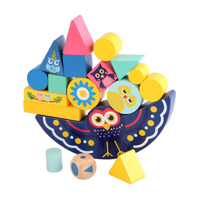 Jeu d'équilibre Chouette en bois - Jouets pour la motricité fine