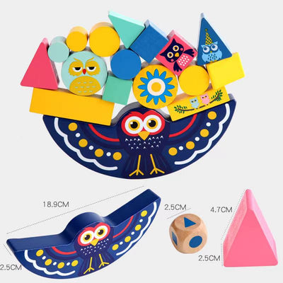 Wooden Owl Balance Game - Fine motor skills toys
