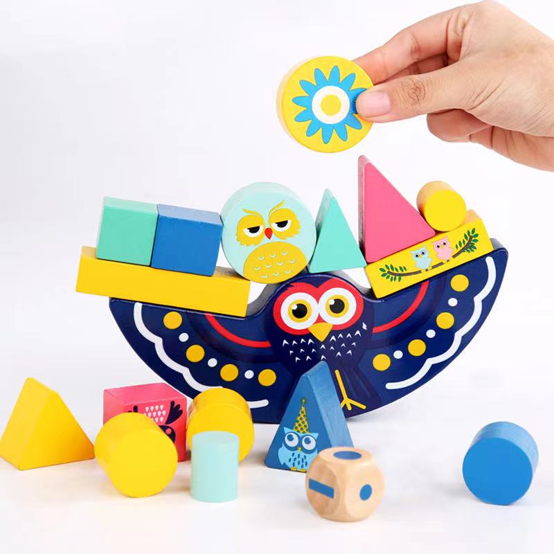 Jeu d'équilibre Chouette en bois - Jouets pour la motricité fine