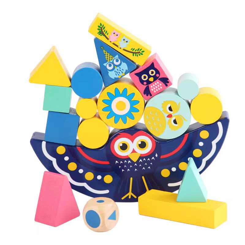 Jeu d'équilibre Chouette en bois - Jouets pour la motricité fine