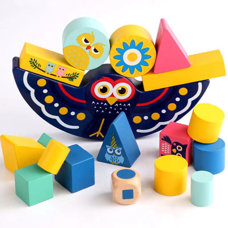 Jeu d'équilibre Chouette en bois - Jouets pour la motricité fine