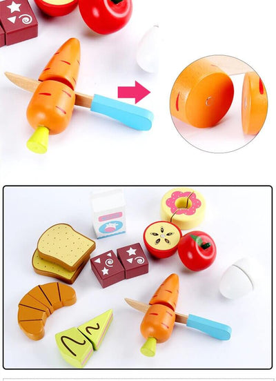 Fidtoy Wooden Food Set Pretend Play Kitchen Toy 18M+