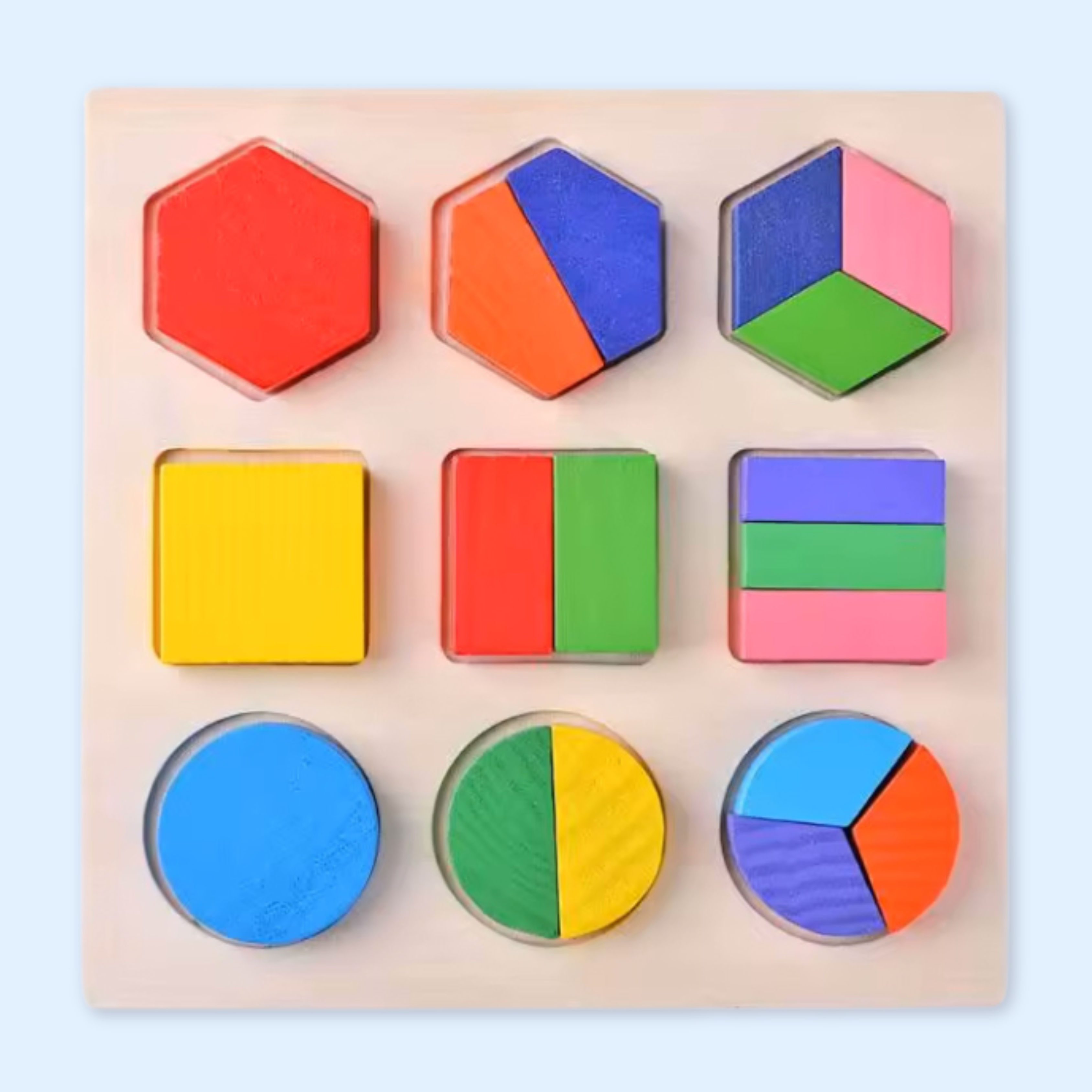 Fidtoy Montessori Wooden Shape Puzzle Set for Toddlers Early Learning