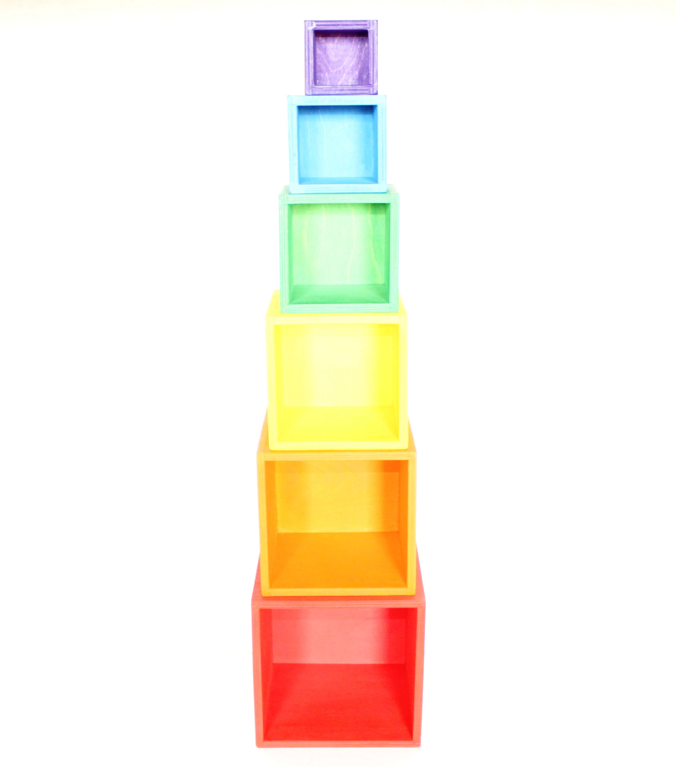 Fidtoy Rainbow Stacking Boxes Wooden Nesting Toy for Kids 3+