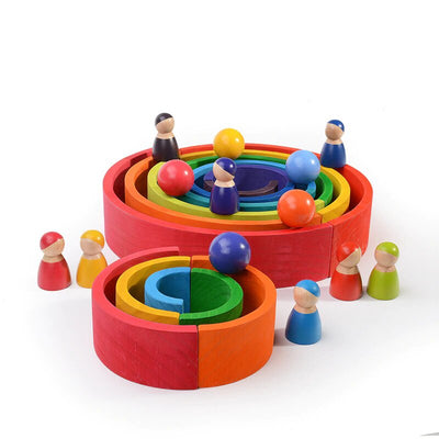 Fidtoy Rainbow Stacker Wooden Toddler Toy with 6 Arches