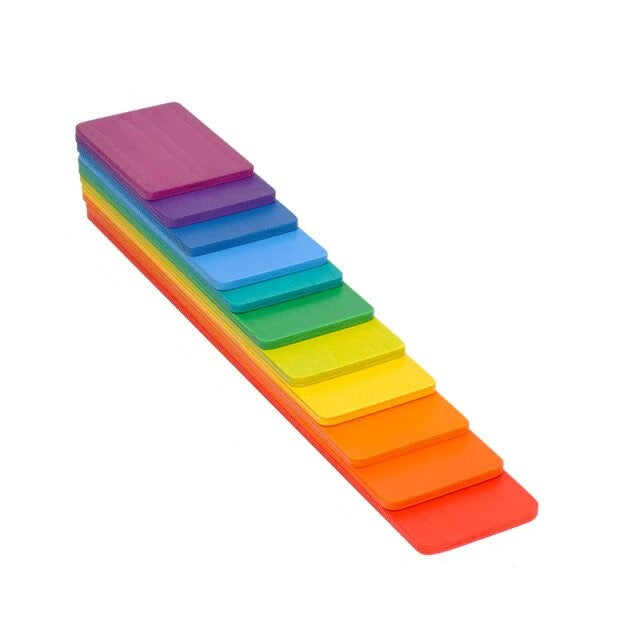 Fidtoy Jouet de construction en bois, rectangulaire, arc-en-ciel, ouvert, 3 ans et +