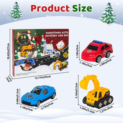 24 Voitures Jouets - Véhicules pour Enfants - Calendrier de l'Avent Noël - 24 Jours de Cadeaux de Noël pour Enfants de 3 4 5 6 7 Ans