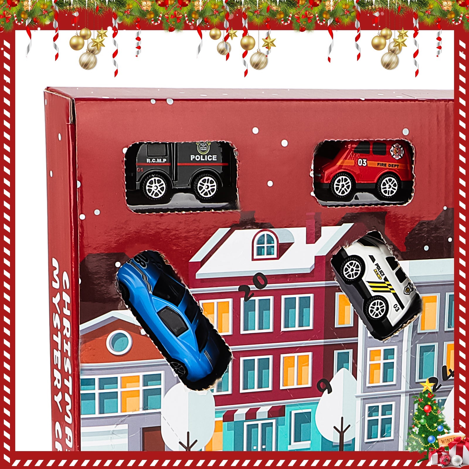 24 Voitures Jouets - Véhicules pour Enfants - Calendrier de l'Avent Noël - 24 Jours de Cadeaux de Noël pour Enfants de 3 4 5 6 7 Ans