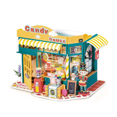 Casa de muñecas con muebles, casa de muñecas en miniatura verde para niños, kits de madera, juguete para montar, regalos de cumpleaños de Navidad
