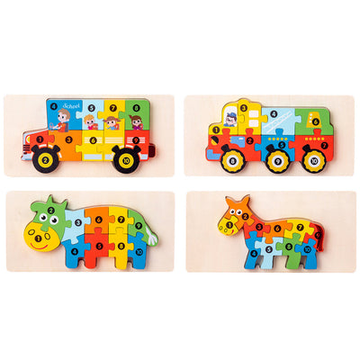 Lot de 4 puzzles Montessori – Ensemble de puzzles en bois écologiques n°9