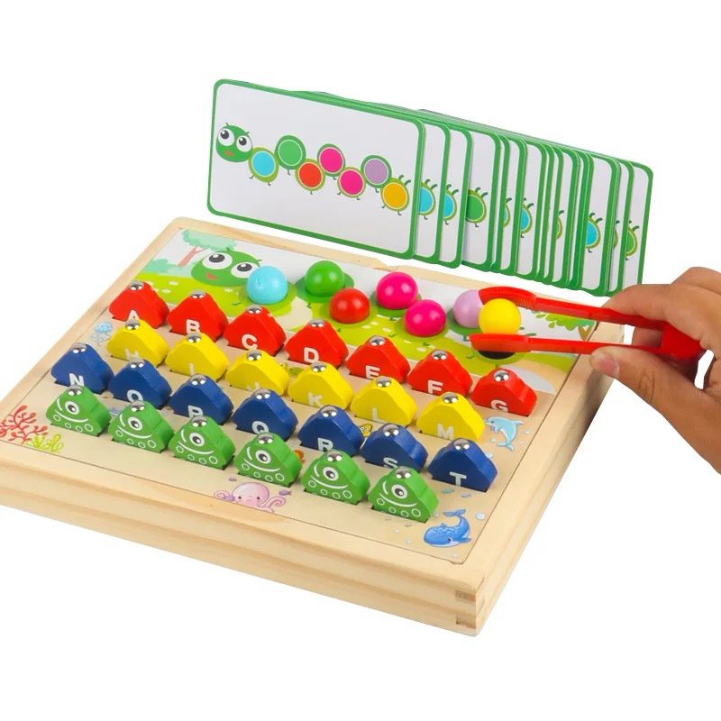 Jeu de pêche magnétique des lettres de l'alphabet et Jeu de tri des perles sur chenille – Activité d'inspiration Montessori pour la reconnaissance des lettres, le tri et la motricité fine