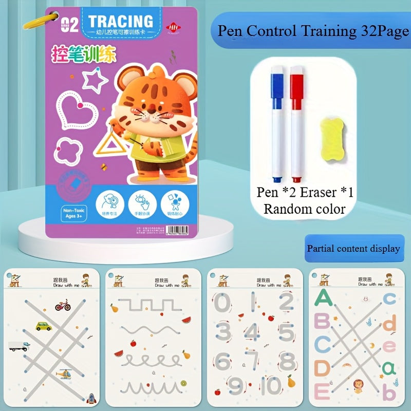 Fidtoy Reusable Magic Practice Notebook for Toddlers – Wipe Clean Writing & Drawing Learning Toy