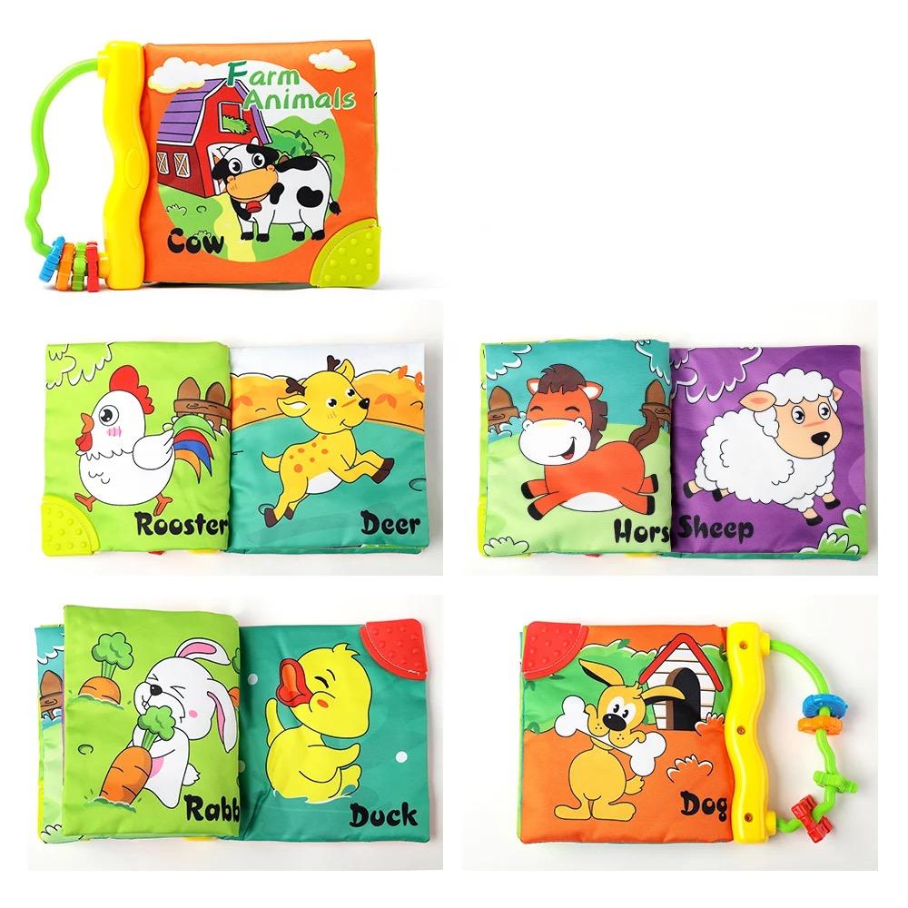 Libro de tela de animales de granja – Libro interactivo y suave para el aprendizaje temprano del bebé