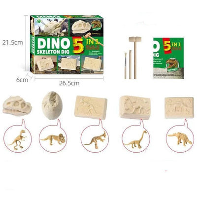 STEM Kids Dig Kit Pirate Treasure Dig / DINO Skeleton Dig 5 in 1- Fine motor skills toys