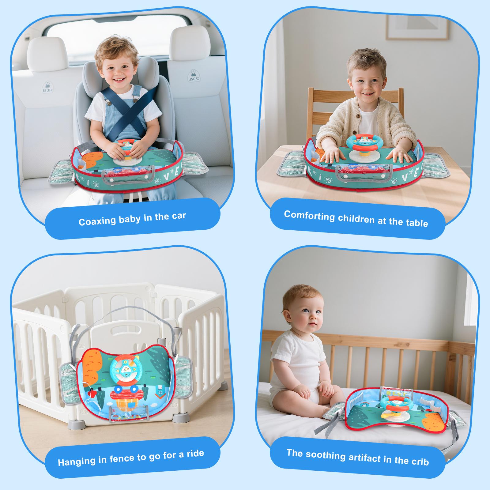 Volant Jouet pour Enfants avec Lumières et Musique, Jeu de Simulation de Conduite Interactif pour Tout-Petits, Divertissement de Voyage avec Klaxon et Levier de Vitesse, Cadeau Amusant pour Garçons et Filles