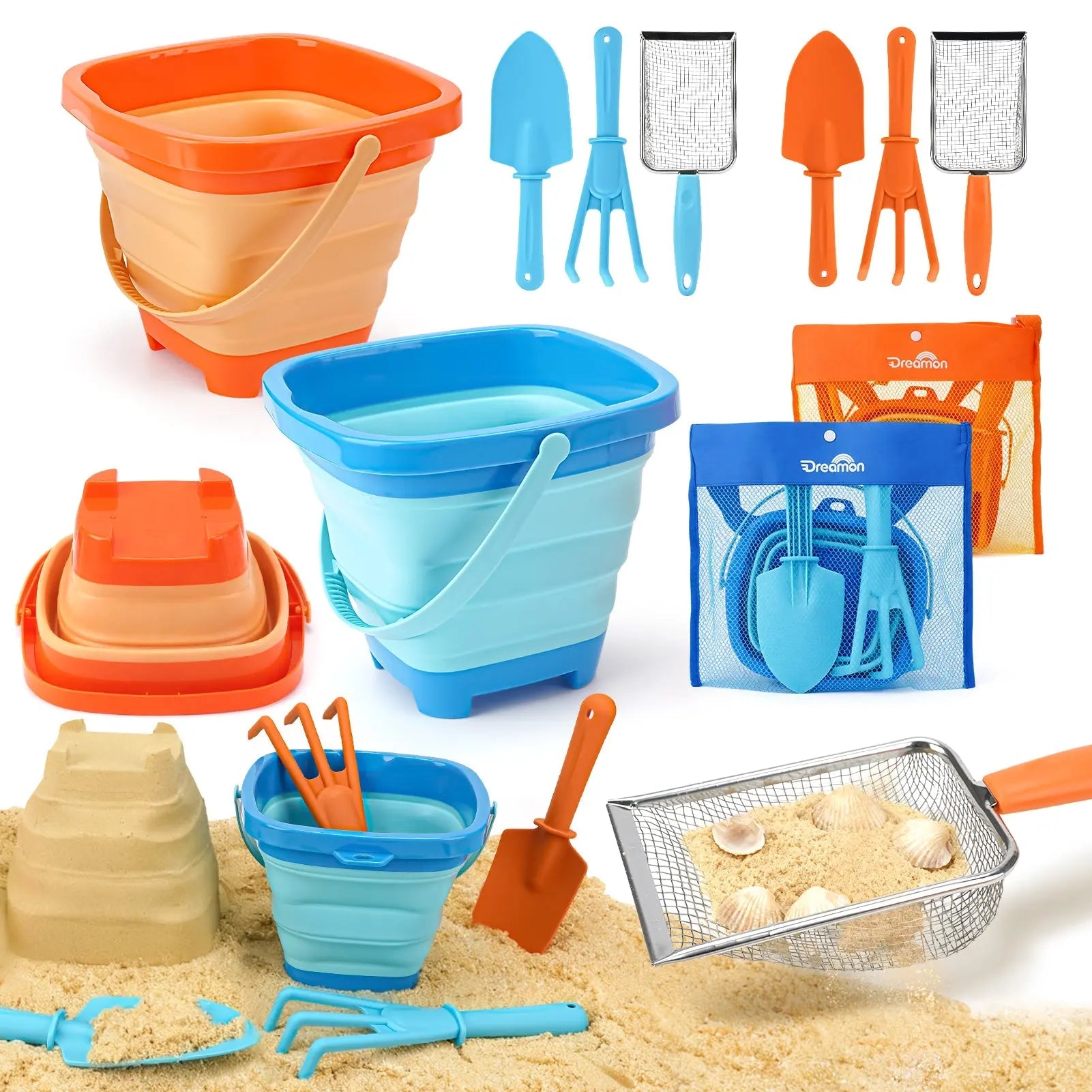 Beach Toys Set - 2-Pack Sandcastle & Beachcombing Kit for Kids 4-8