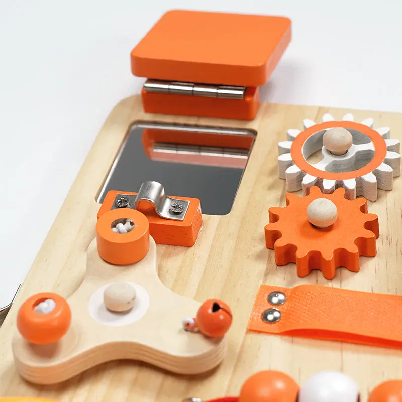Montessori Busy Board for Toddlers - Interactive Wooden Toy for Fine Motor Skills
