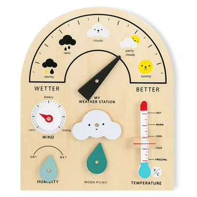 Fidtoy Station Météo en Bois pour Enfants – Apprentissage Climatique Montessori & Interaction Parent-Enfant