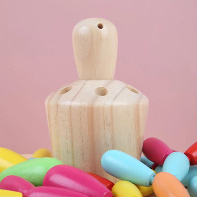 Jeu 2-en-1 en bois Cactus et pêche aux vers - Jouets de motricité fine
