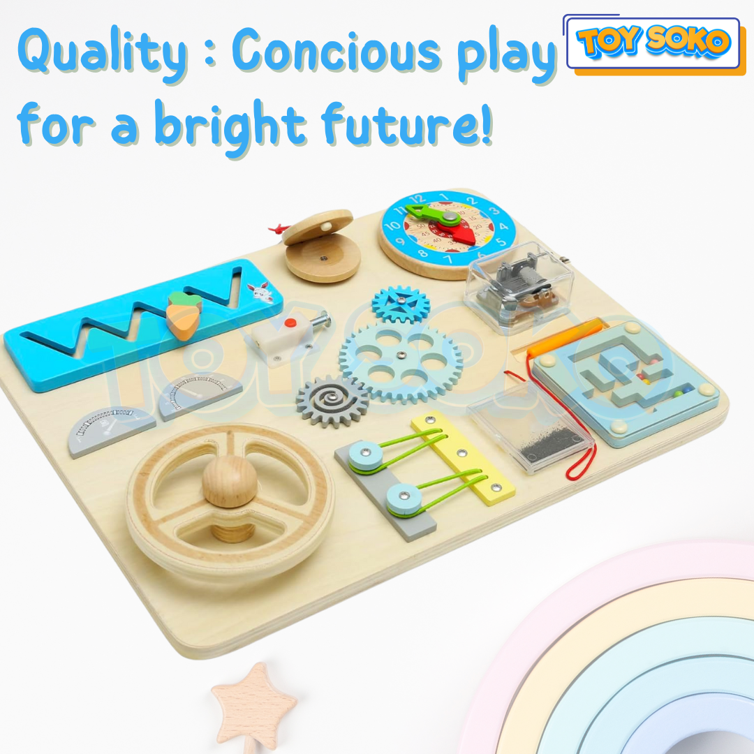 Tablero de Actividades Interactivo – 10 Juguetes Montessori en 1 para Niños Pequeños