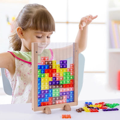 Vertical Tetris Puzzle Game – Transparent 3D Logic Board for STEM Learning and Strategy Play