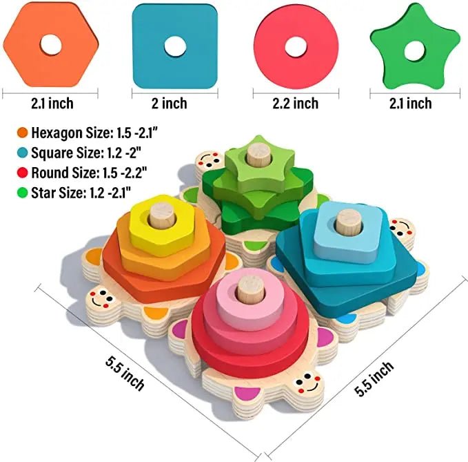 Empilement de colonnes de formes de sagesse colorées