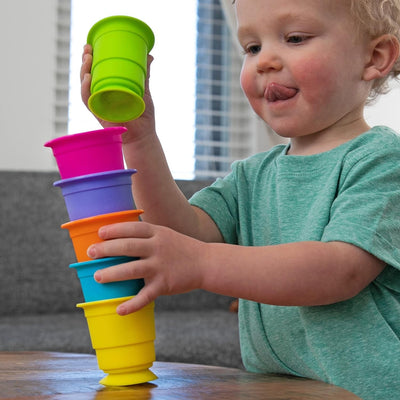 Fidtoy Colorful Soft Rubber Stacking Cups 6-Piece Baby Bath Toy for Early Learning