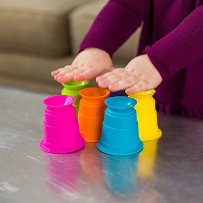 Fidtoy Colorful Soft Rubber Stacking Cups 6-Piece Baby Bath Toy for Early Learning