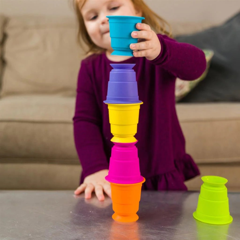 Fidtoy Colorful Soft Rubber Stacking Cups 6-Piece Baby Bath Toy for Early Learning