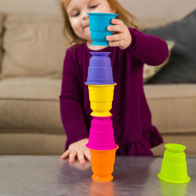 Fidtoy Colorful Soft Rubber Stacking Cups 6-Piece Baby Bath Toy for Early Learning