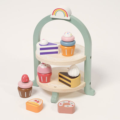 Fidtoy Wooden Cupcake Stacker Set - Pretend Play Toy for Toddlers