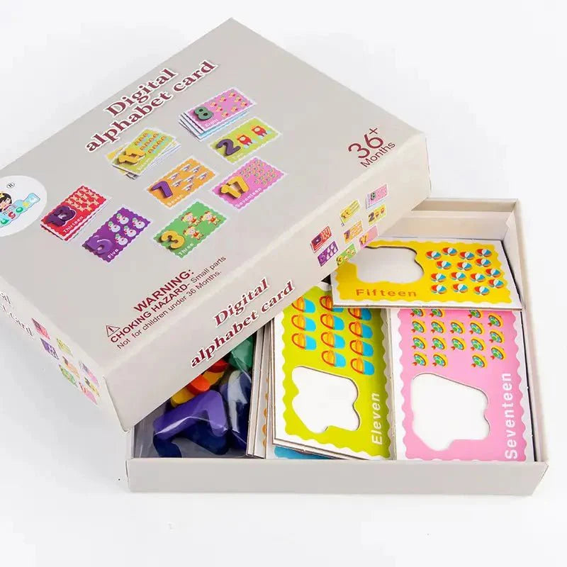 Juego de cartas del alfabeto digital – Piezas de madera numéricas
