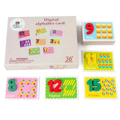 Juego de cartas del alfabeto digital – Piezas de madera numéricas