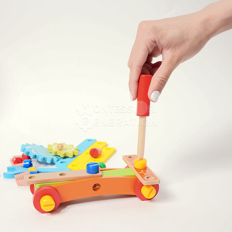 Fidtoy Chaise de construction en bois pour enfants de 3 ans et plus