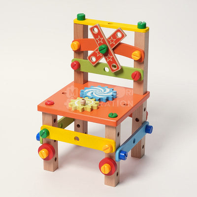 Fidtoy Chaise de construction en bois pour enfants de 3 ans et plus