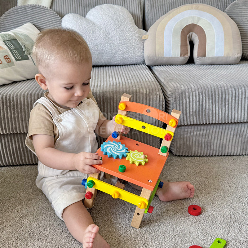 Fidtoy Chaise de construction en bois pour enfants de 3 ans et plus
