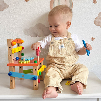 Fidtoy Chaise de construction en bois pour enfants de 3 ans et plus