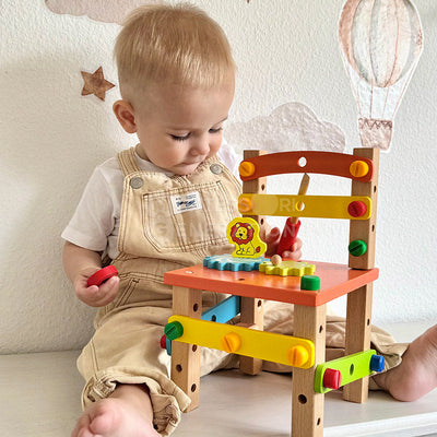 Fidtoy Chaise de construction en bois pour enfants de 3 ans et plus