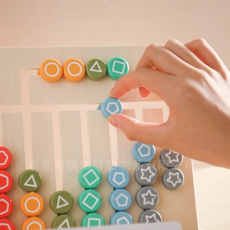Tablero Montessori de madera para emparejar letras y patrones – Juguete educativo de doble cara para el reconocimiento de letras y formas