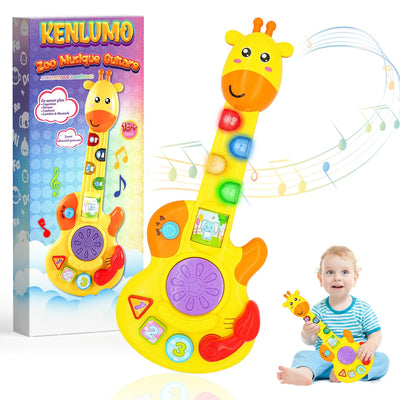 Fidtoy Girafe Guitare Musicale Jouet pour Tout-petits – Guitare Lumineuse pour Enfants avec Piano, Batterie, Sons d'Animaux, Tri de Formes et Modes Musicaux