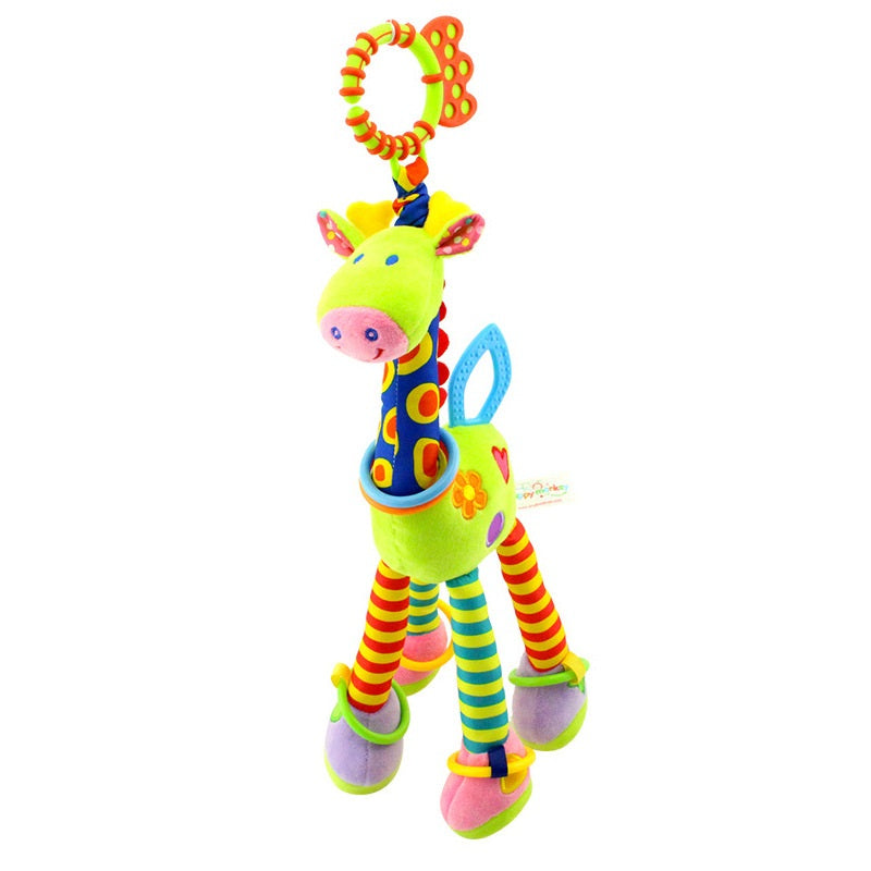 Hochet de dentition en peluche Fidtoy Girafe pour bébés – Hochet sensoriel froissé pour bébé avec anneau de dentition et attache