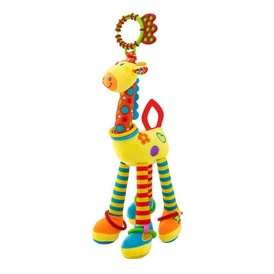 Fidtoy Giraffe Plush Rattle Teether Toy for Babies – Sensory Crinkle Baby Rattle with Teething Ring and Clip