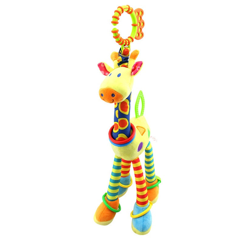 Fidtoy Giraffe Plush Rattle Teether Toy for Babies – Sensory Crinkle Baby Rattle with Teething Ring and Clip