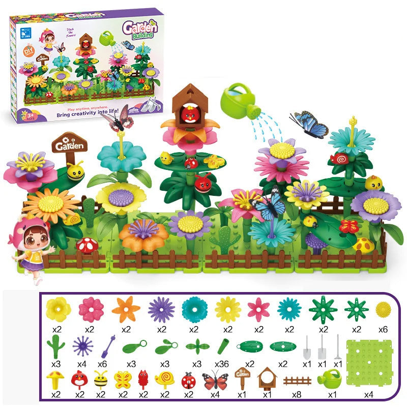 Fidtoy Flower Garden Building Toy Set for Kids 272 PCS Creative STEM Construction Flowers Toy