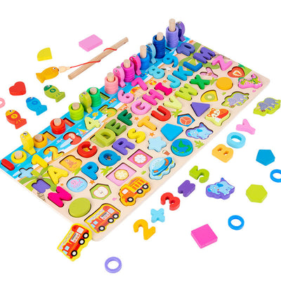 Fidtoy Puzzle en bois Alphabet et chiffres pour les tout-petits – Jouet éducatif Montessori pour l'apprentissage précoce et le comptage
