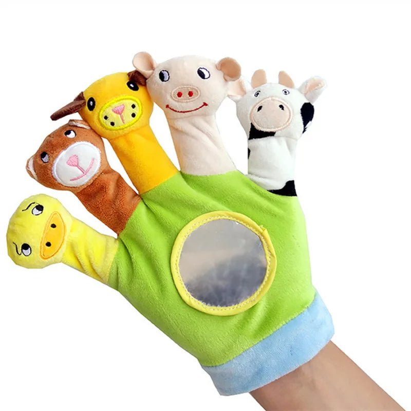 Fidtoy Gants marionnettes à doigts animaux pour enfants – Lot de 2 marionnettes à main en flanelle avec 10 animaux en peluche pour le conte, l'interaction parent-enfant et le jeu sensoriel