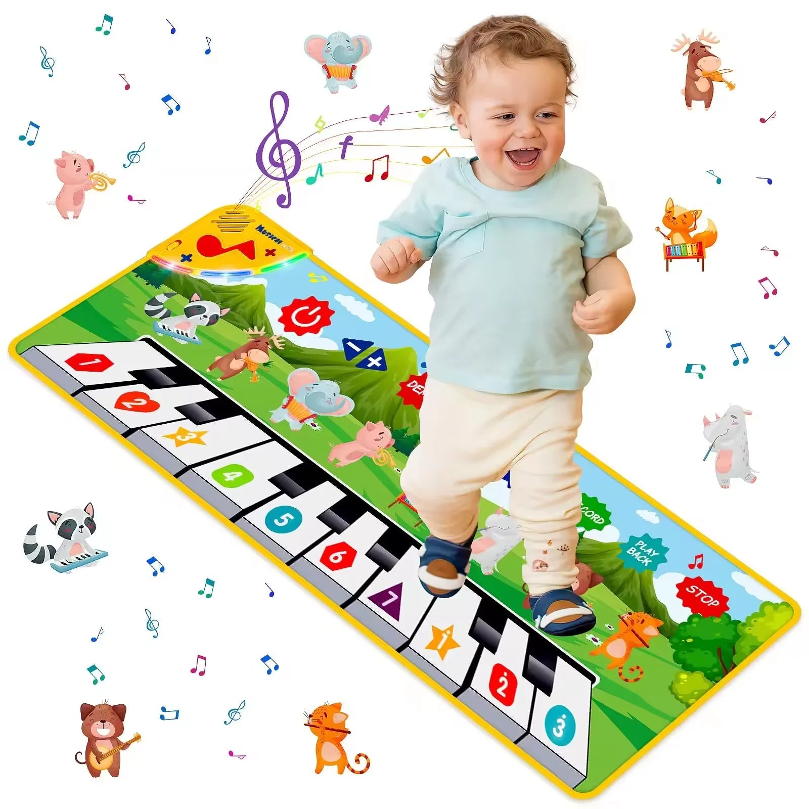 Tapis de piano musical Fidtoy pour bébés et tout-petards – Tapis de jeu interactif avec lumières et sons