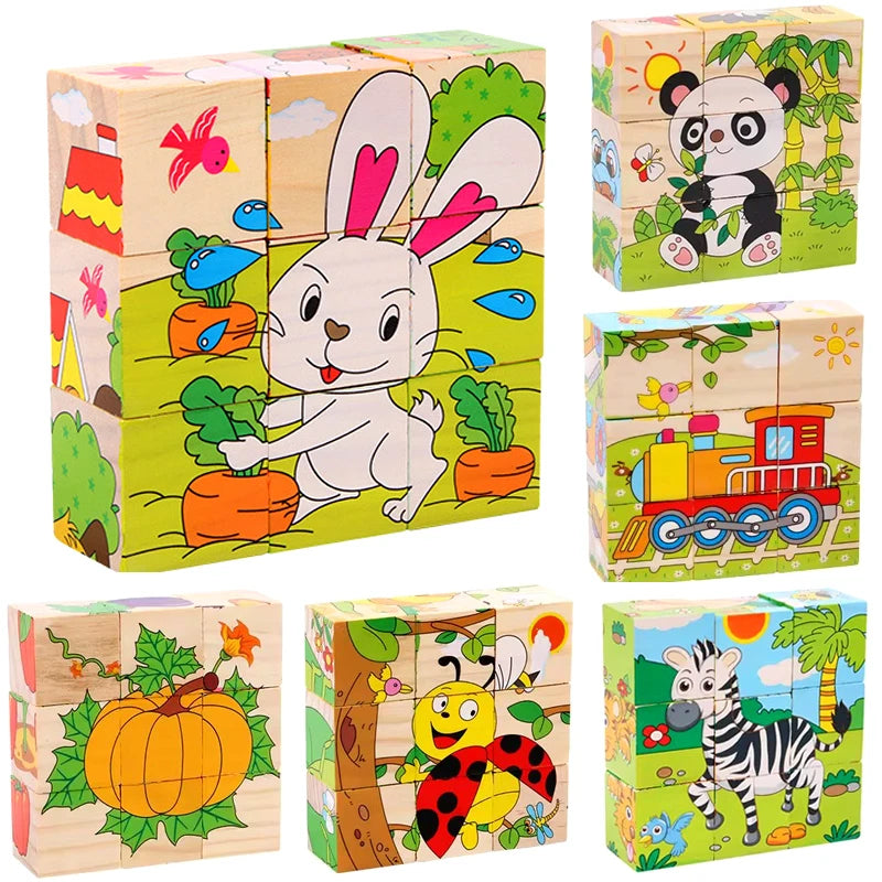 Cubo de rompecabezas de madera para niños