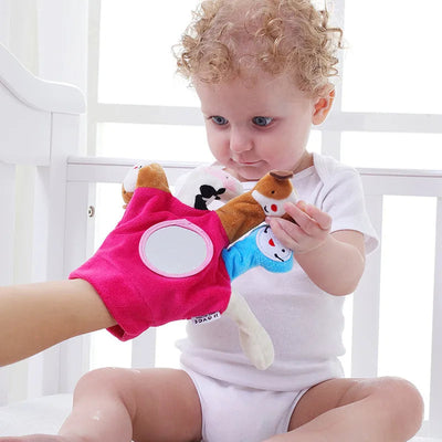 Fidtoy Gants marionnettes à doigts animaux pour enfants – Lot de 2 marionnettes à main en flanelle avec 10 animaux en peluche pour le conte, l'interaction parent-enfant et le jeu sensoriel